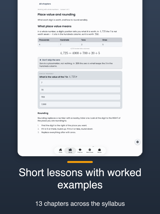 See how to reach each answer with worked explanations.