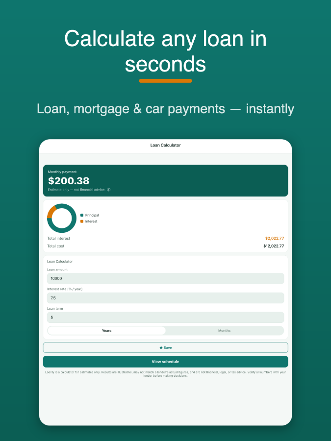 Calculate a monthly payment as you type